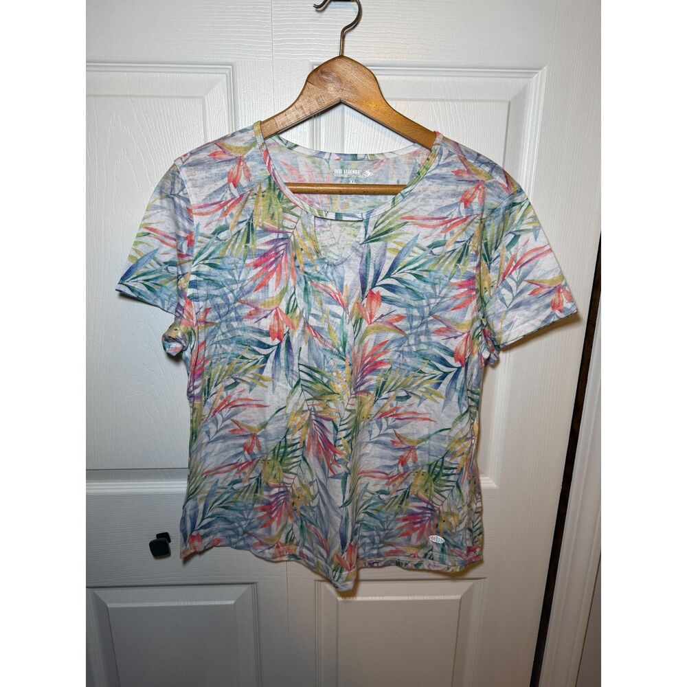 Reel Legends Tropical Leaf Print Short Sleeve Tee XL